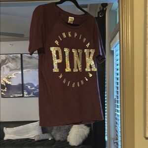 PINK Maroon Graphic Tee